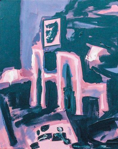 stühle in der nacht, rosa - 2007 - 50 x 40 cm - acryl auf leinwand